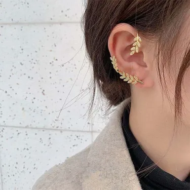 Trendy Korean Fashionable Leaf Ear Clip Earring